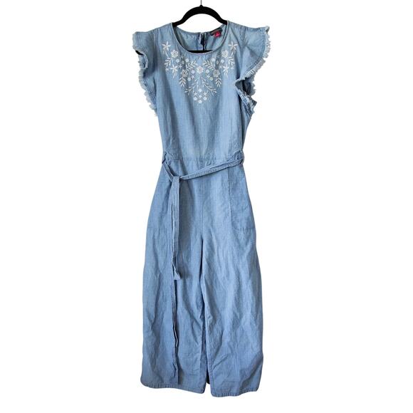 Vince Camuto Blue Cotton Chambray Jumpsuit size M - Picture 2 of 6
